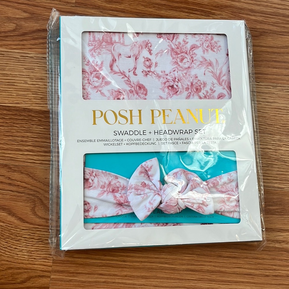 NWT Posh Peanut Antoinette Swaddle + head wrap set